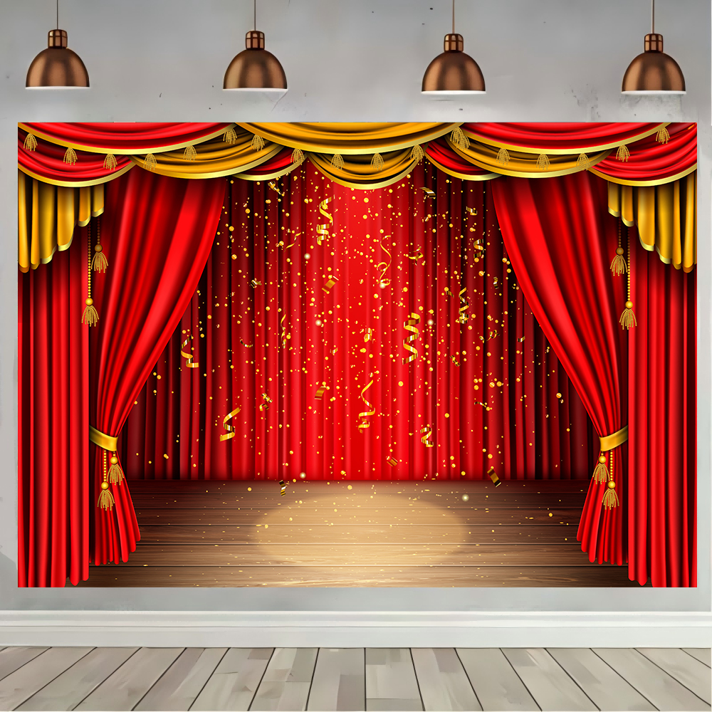 Photography Lighting Setup - Red Theater Curtain Party Backdrop Stage