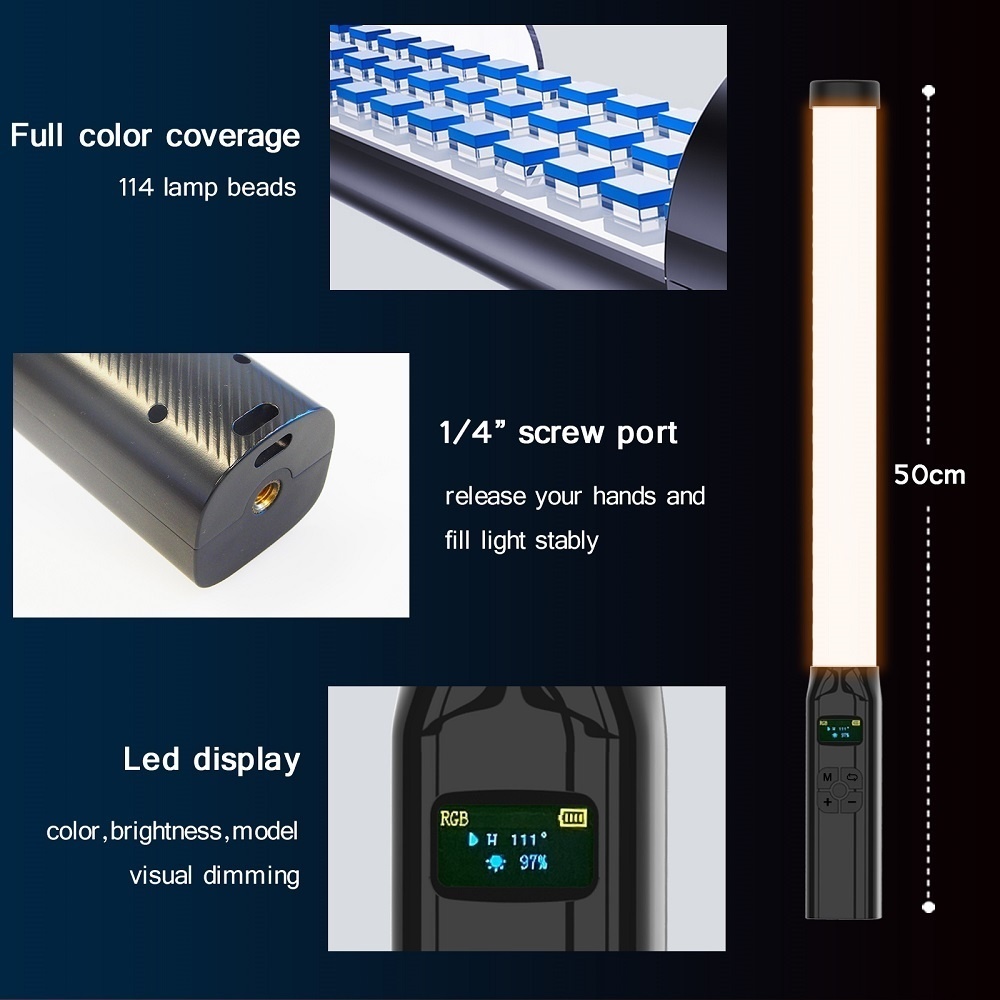 50CM RGB Stick Light Wand Ligh - Torjim Rgb Photography Video Lighting recension och pris