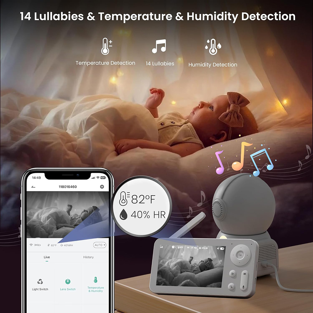 2K Baby Monitor with 2 Cameras - Torjim Rgb Photography Video Lighting recension och pris